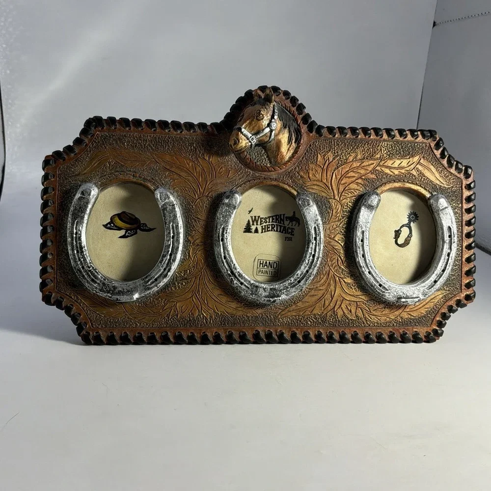 Western Heritage By FIGI Graphics Hand Painted 3D Triple Photo Frame‎